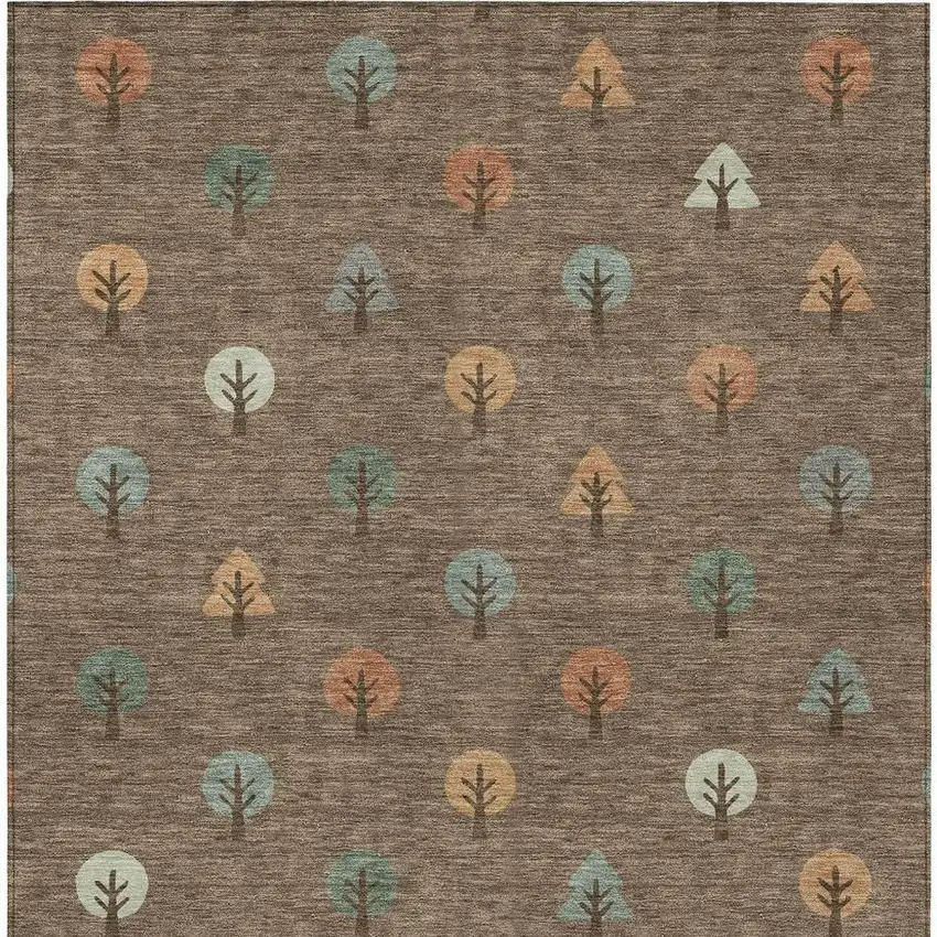 Brown And Copper Geometric Washable Indoor Outdoor Area Rug Photo 4