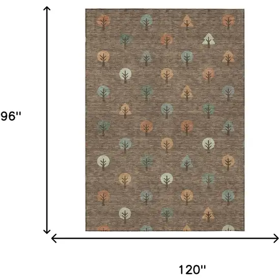 Brown And Copper Geometric Washable Indoor Outdoor Area Rug Photo 7