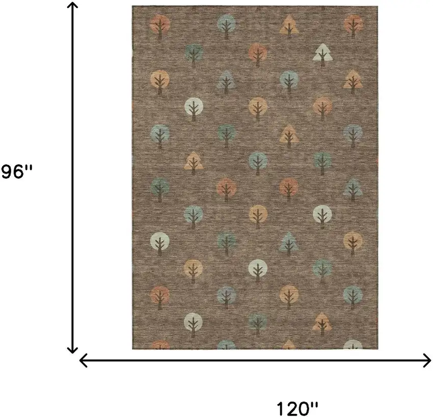 Brown And Copper Geometric Washable Indoor Outdoor Area Rug Photo 7