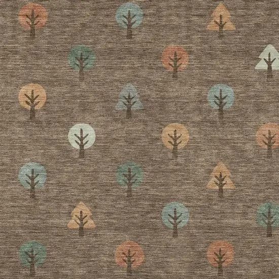 Brown And Copper Geometric Washable Indoor Outdoor Area Rug Photo 3