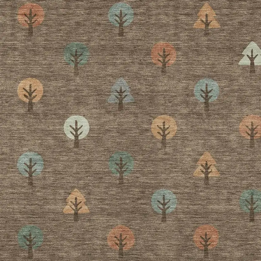 Brown And Copper Geometric Washable Indoor Outdoor Area Rug Photo 3