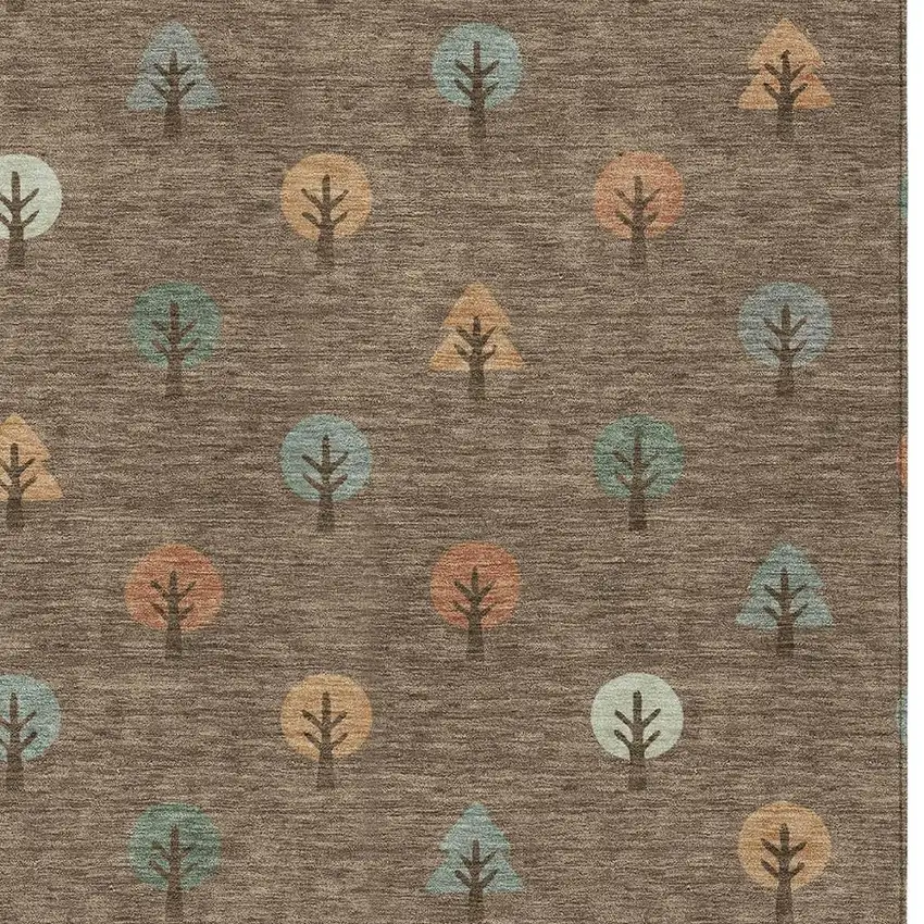 Brown And Copper Geometric Washable Indoor Outdoor Area Rug Photo 3