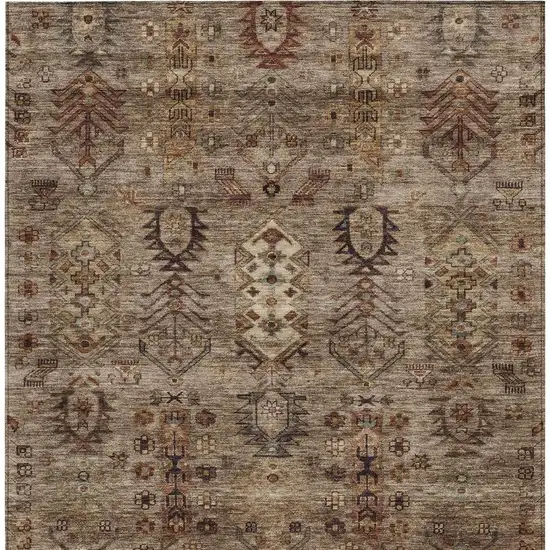 Brown And Copper Tribal Washable Indoor Outdoor Area Rug Photo 3