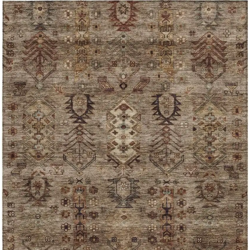 Brown And Copper Tribal Washable Indoor Outdoor Area Rug Photo 3