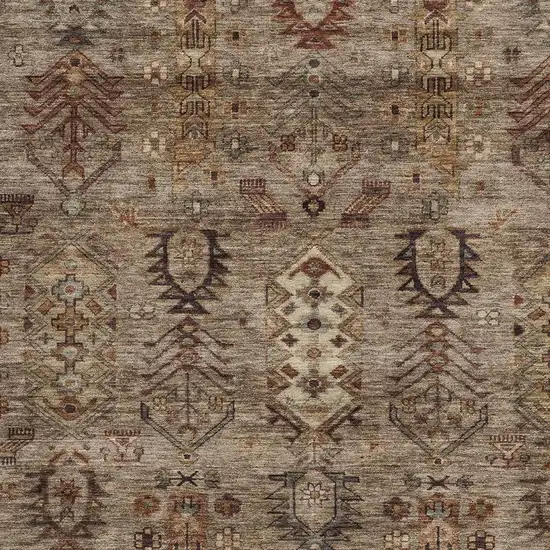 Brown And Copper Tribal Washable Indoor Outdoor Area Rug Photo 3