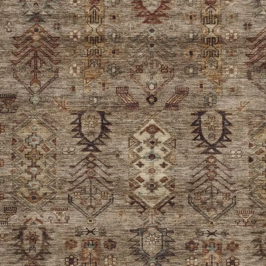 Brown And Copper Tribal Washable Indoor Outdoor Area Rug Photo 3