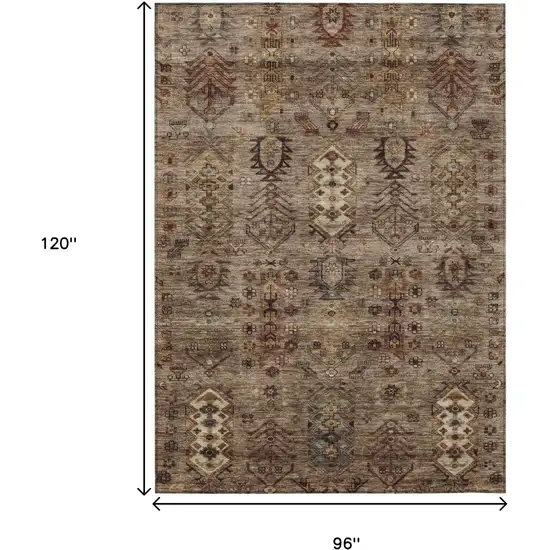 Brown And Copper Tribal Washable Indoor Outdoor Area Rug Photo 9