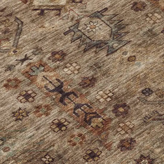 Brown And Copper Tribal Washable Indoor Outdoor Area Rug Photo 8