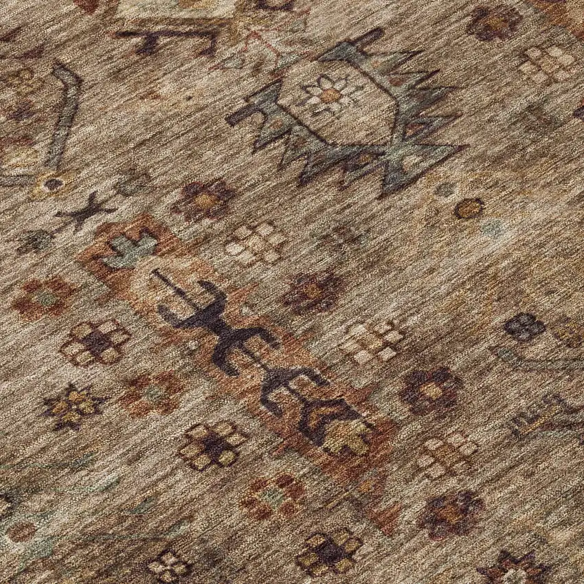 Brown And Copper Tribal Washable Indoor Outdoor Area Rug Photo 8