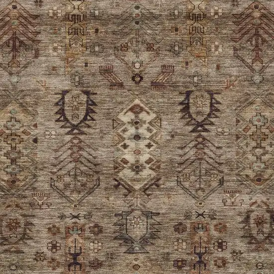 Brown And Copper Tribal Washable Indoor Outdoor Area Rug Photo 7