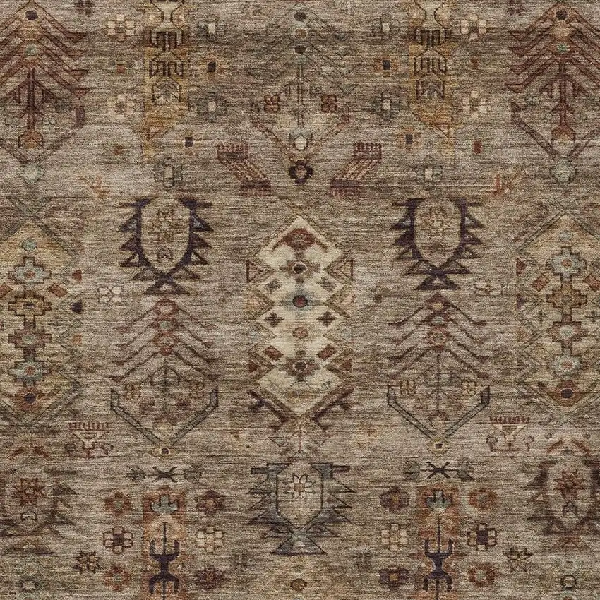 Brown And Copper Tribal Washable Indoor Outdoor Area Rug Photo 7