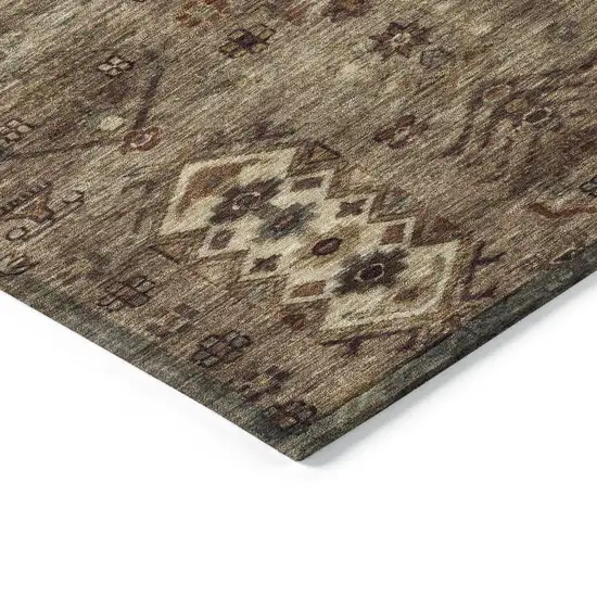 Brown And Copper Tribal Washable Indoor Outdoor Area Rug Photo 6