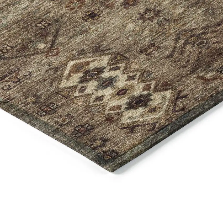 Brown And Copper Tribal Washable Indoor Outdoor Area Rug Photo 6