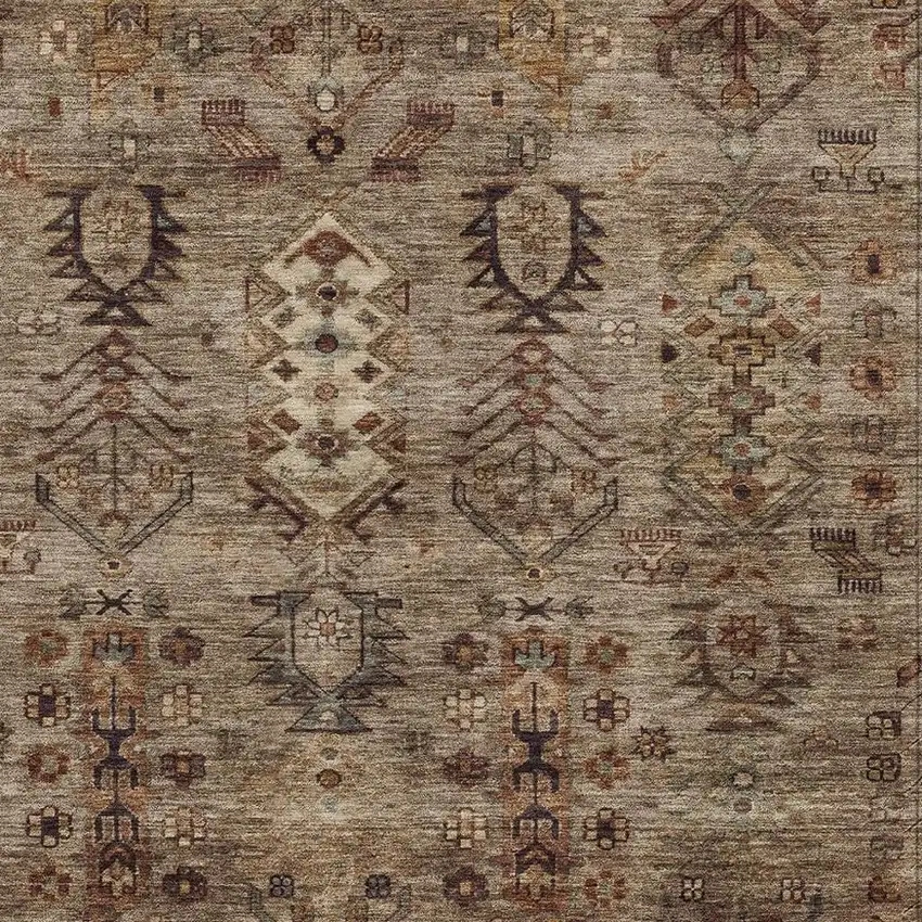 Brown And Copper Tribal Washable Indoor Outdoor Area Rug Photo 3