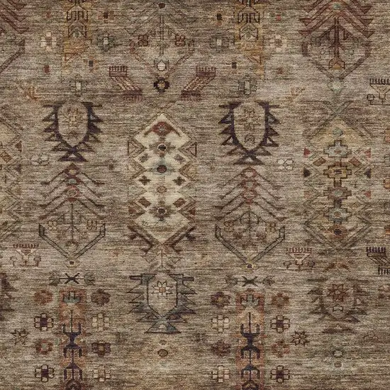 Brown And Copper Tribal Washable Indoor Outdoor Area Rug Photo 3