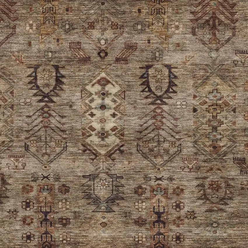 Brown And Copper Tribal Washable Indoor Outdoor Area Rug Photo 3