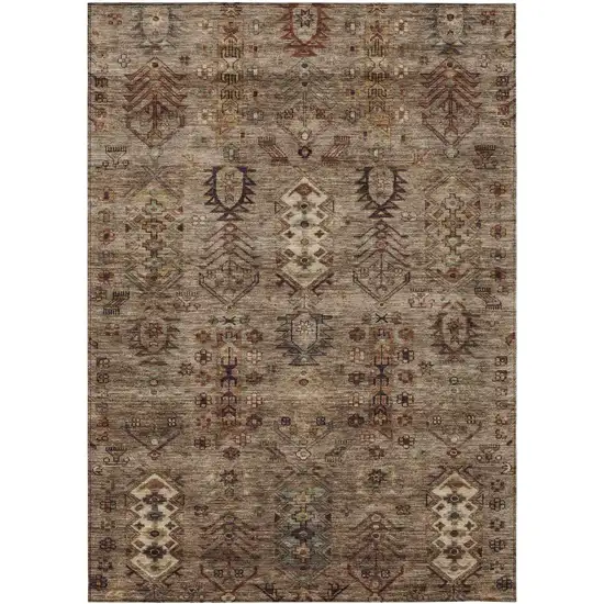 Brown And Copper Tribal Washable Indoor Outdoor Area Rug Photo 9