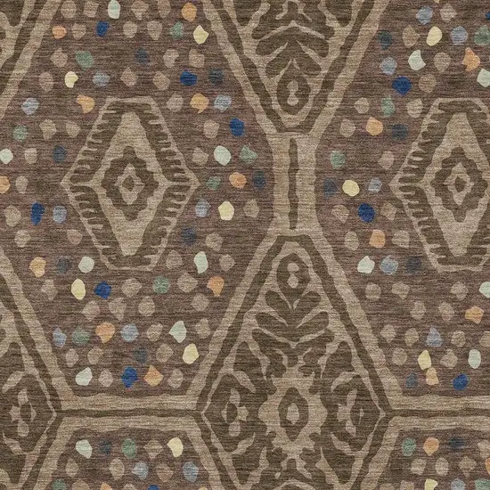 Brown And Copper Tribal Washable Indoor Outdoor Area Rug Photo 2