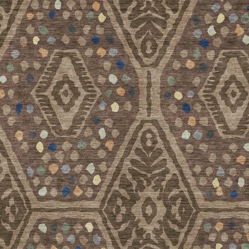 Brown And Copper Tribal Washable Indoor Outdoor Area Rug Photo 2