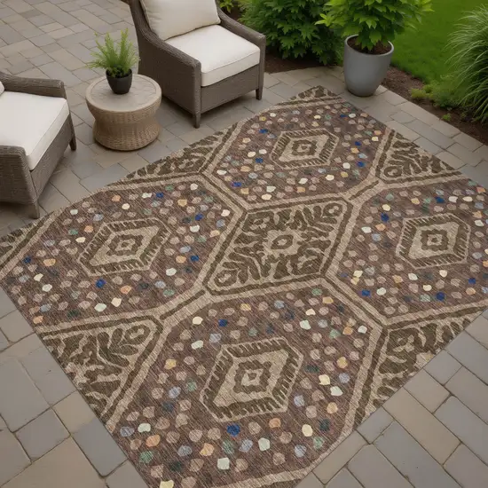 Brown And Copper Tribal Washable Indoor Outdoor Area Rug Photo 7