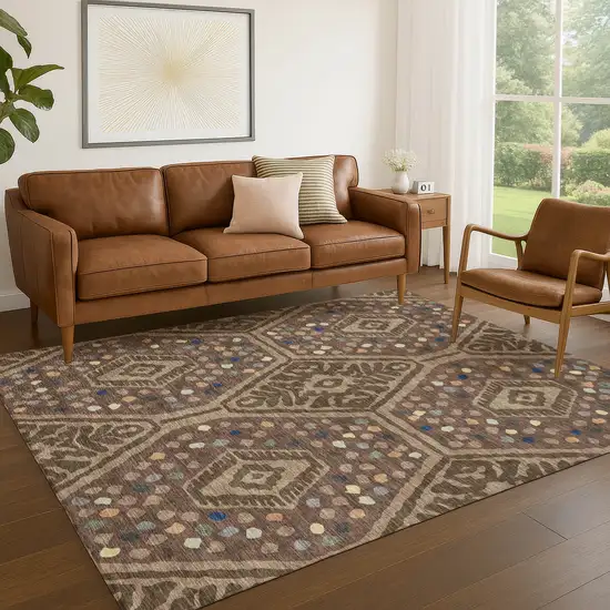 Brown And Copper Tribal Washable Indoor Outdoor Area Rug Photo 5