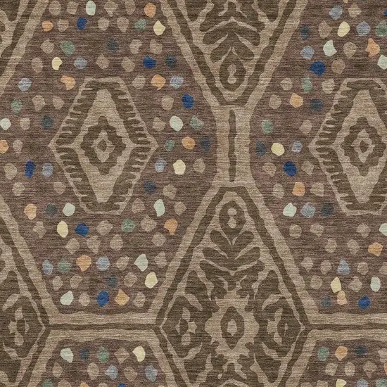 Brown And Copper Tribal Washable Indoor Outdoor Area Rug Photo 2