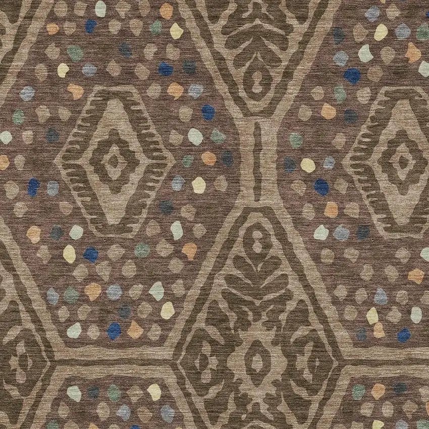 Brown And Copper Tribal Washable Indoor Outdoor Area Rug Photo 2