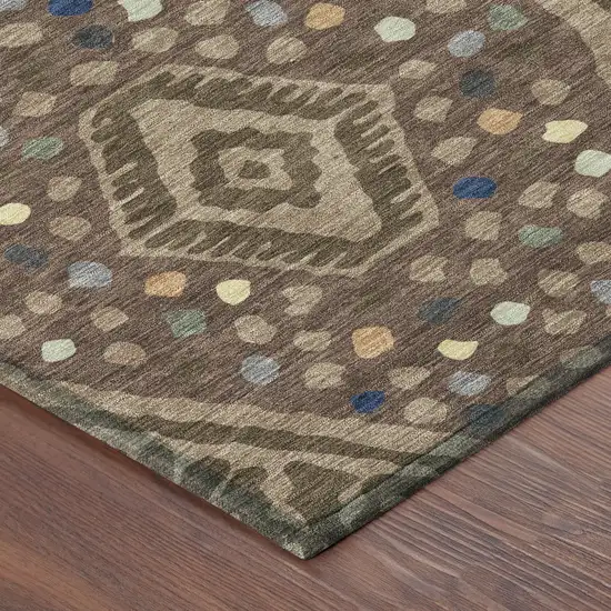 Brown And Copper Tribal Washable Indoor Outdoor Area Rug Photo 8