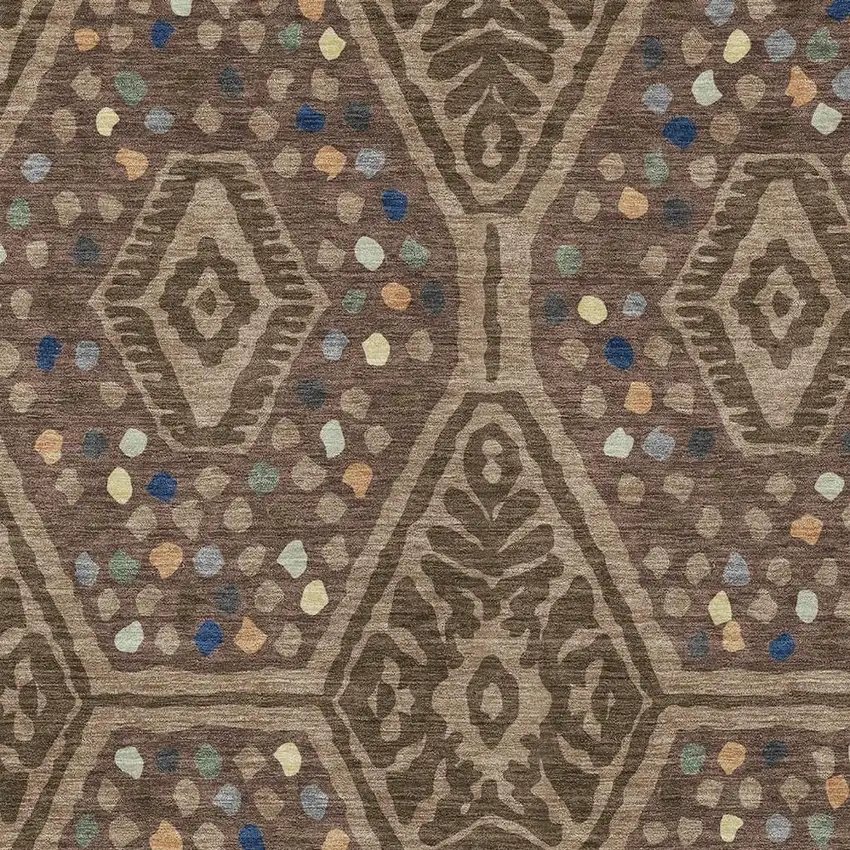 Brown And Copper Tribal Washable Indoor Outdoor Area Rug Photo 2