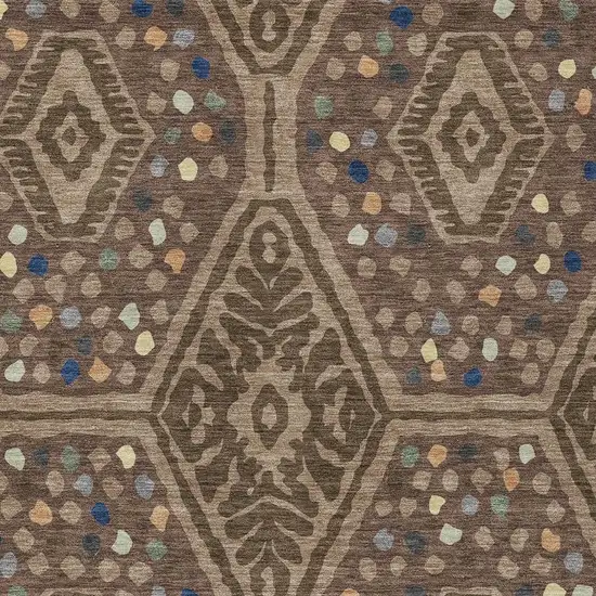 Brown And Copper Tribal Washable Indoor Outdoor Area Rug Photo 2