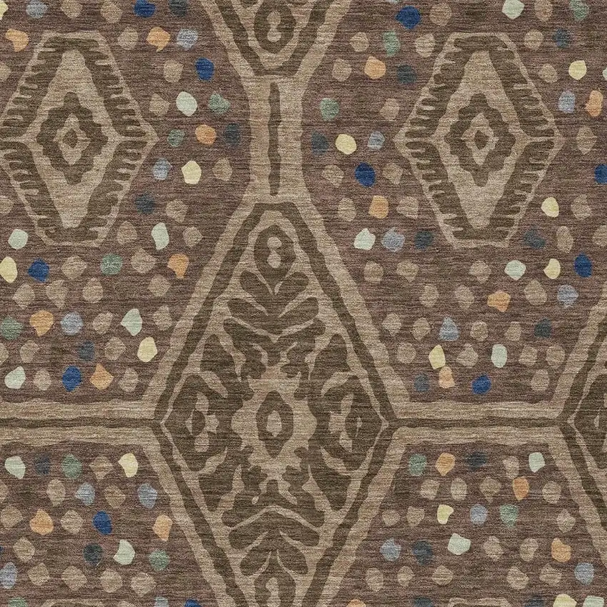Brown And Copper Tribal Washable Indoor Outdoor Area Rug Photo 2