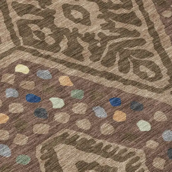 Brown And Copper Tribal Washable Indoor Outdoor Area Rug Photo 9