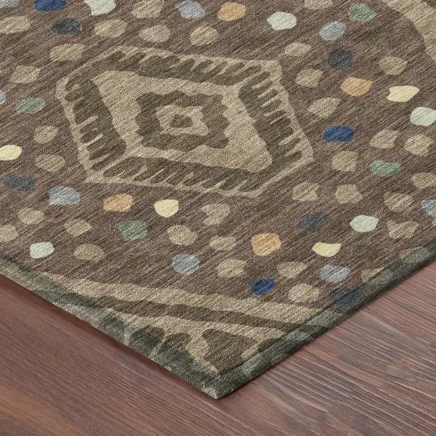 Brown And Copper Tribal Washable Indoor Outdoor Area Rug Photo 8