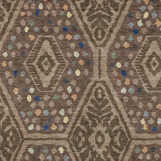 Brown And Copper Tribal Washable Indoor Outdoor Area Rug Photo 2