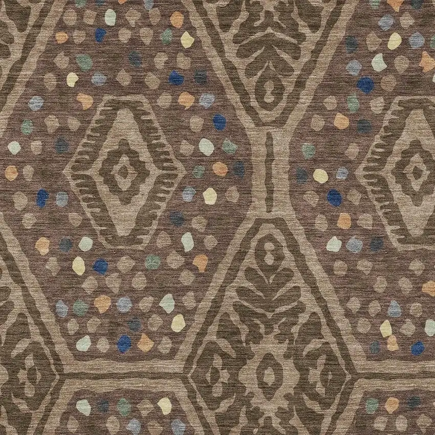Brown And Copper Tribal Washable Indoor Outdoor Area Rug Photo 2