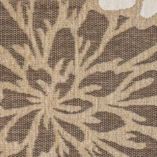 Brown And Cream Floral Indoor Outdoor Area Rug Photo 2