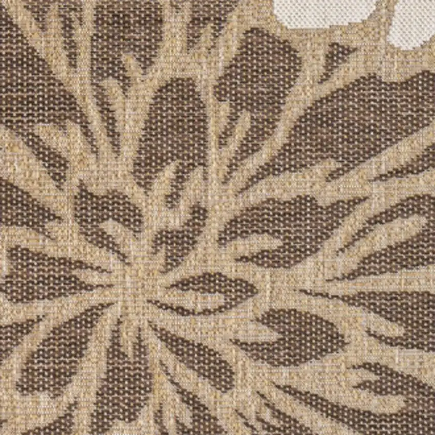 Brown And Cream Floral Indoor Outdoor Area Rug Photo 2