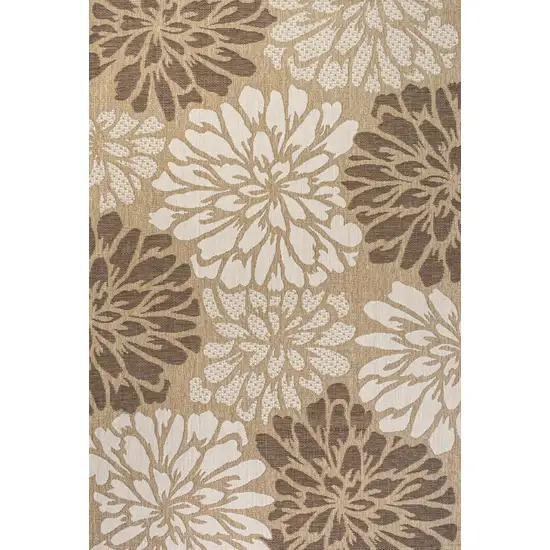 Brown And Cream Floral Indoor Outdoor Area Rug Photo 1