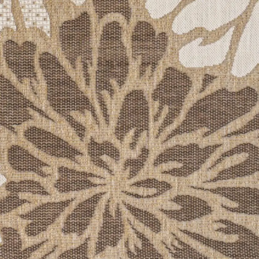 Brown And Cream Floral Indoor Outdoor Area Rug Photo 3