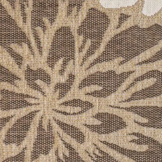 Brown And Cream Floral Indoor Outdoor Area Rug Photo 2