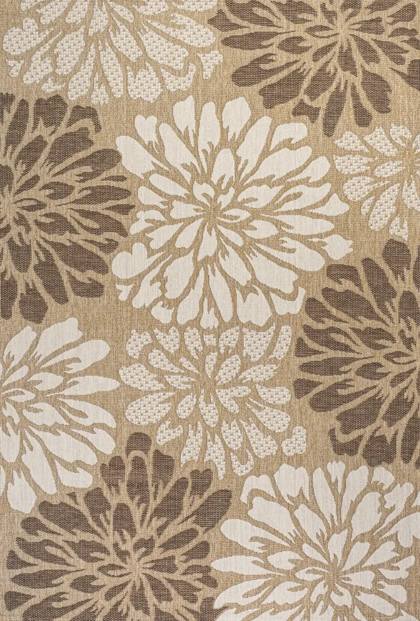 Brown And Cream Floral Indoor Outdoor Area Rug Photo 3