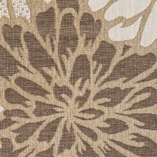 Brown And Cream Floral Indoor Outdoor Area Rug Photo 3