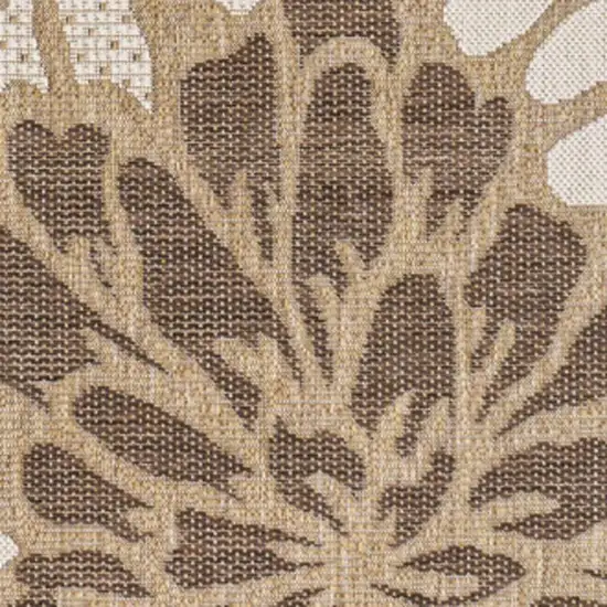 Brown And Cream Floral Indoor Outdoor Area Rug Photo 2