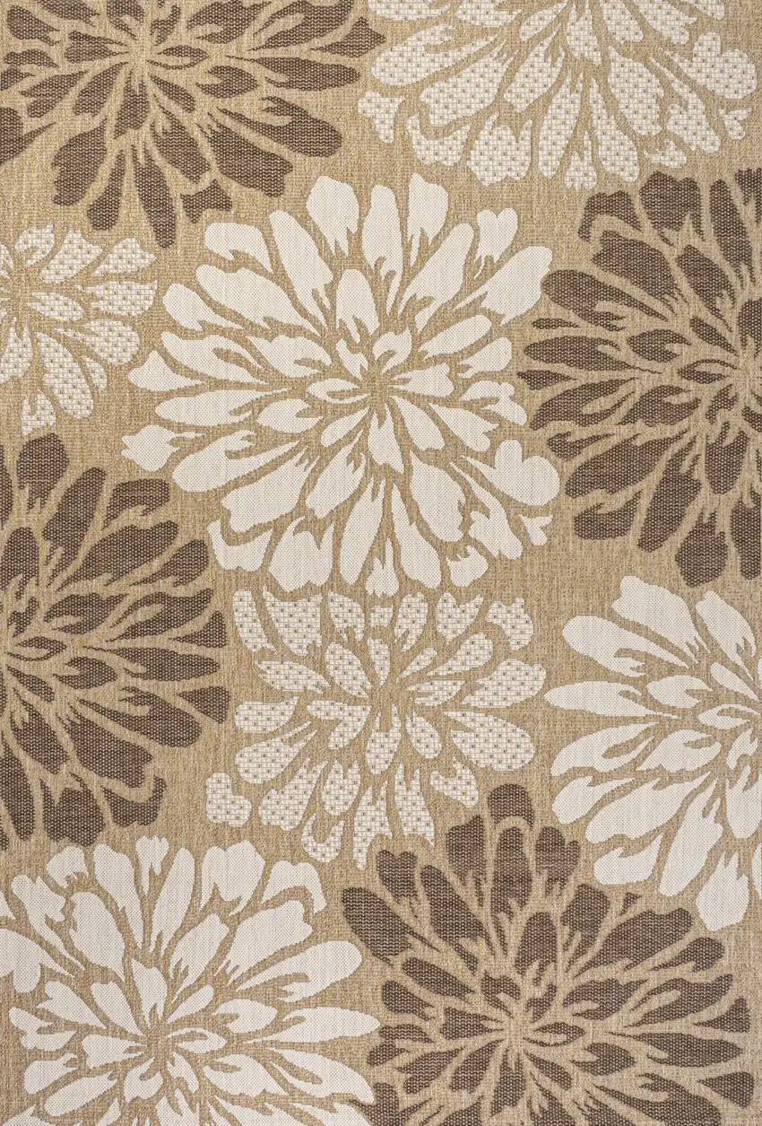 Brown And Cream Floral Indoor Outdoor Area Rug Photo 1