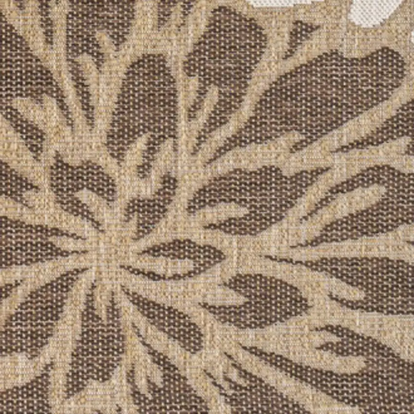 Brown And Cream Floral Indoor Outdoor Area Rug Photo 2