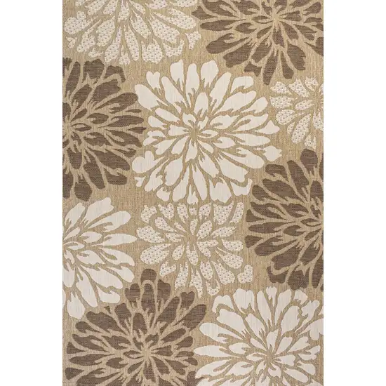Brown And Cream Floral Indoor Outdoor Area Rug Photo 3