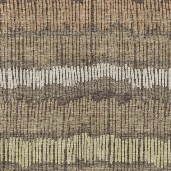 Brown And Dark Green Striped Washable Indoor Outdoor Area Rug Photo 6