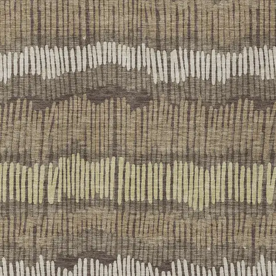 Brown And Dark Green Striped Washable Indoor Outdoor Area Rug Photo 6