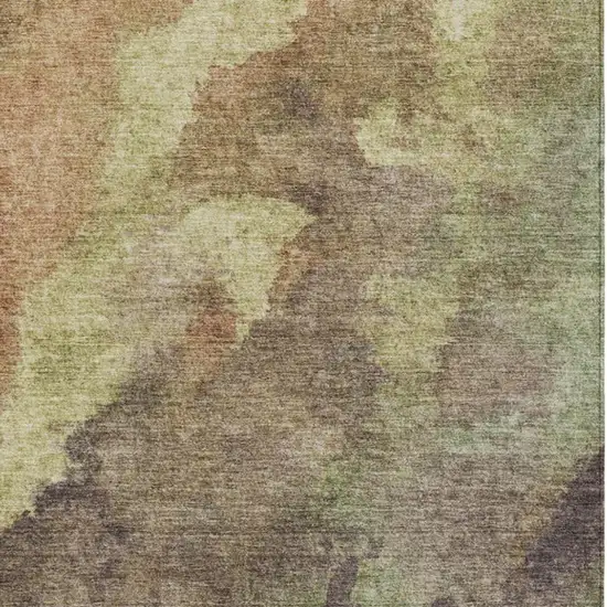 Brown And Fern Green Abstract Washable Indoor Outdoor Area Rug Photo 1