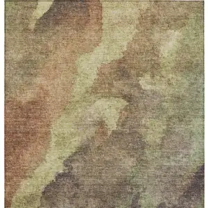 Photo of Brown And Fern Green Abstract Washable Indoor Outdoor Area Rug